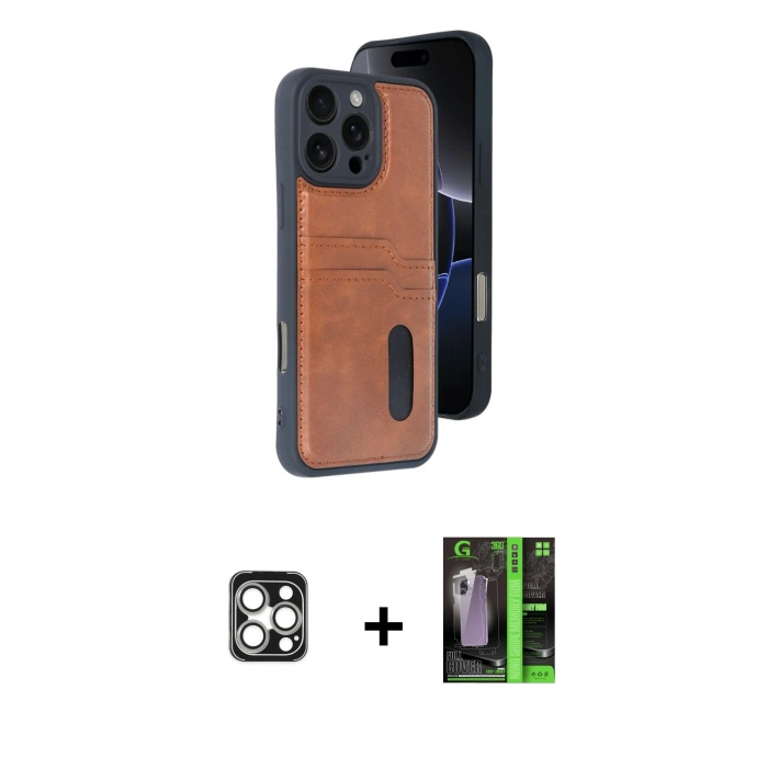 MARSİLYAN™- iPhone 16 Pro Max Kılıf Yörünge Işık Serisi - Şeffaf 360 Full Body Arka Koruyucu + PVD Metal Kamera Lens - GS