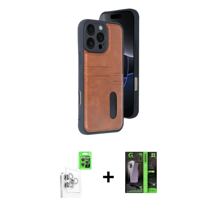 MARSİLYAN™- iPhone 16 Pro Max Kılıf Yörünge Işık Serisi - Şeffaf 360 Full Body Arka Koruyucu + Raze Metal Kamera Lens - BZ