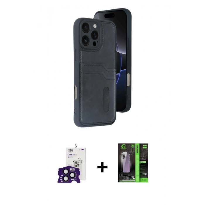 MARSİLYAN™- iPhone 16 Pro Max Kılıf Yörünge Işık Serisi - Şeffaf 360 Full Body Arka Koruyucu + Bilvis Titan Kamera Lens - SH
