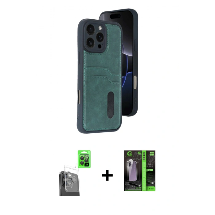 MARSİLYAN™- iPhone 16 Pro Max Kılıf Yörünge Işık Serisi - Şeffaf 360 Full Body Arka Koruyucu + Raze Metal Kamera Lens - SH