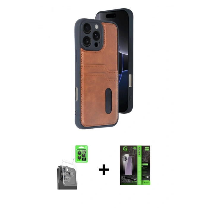 MARSİLYAN™- iPhone 16 Pro Max Kılıf Yörünge Işık Serisi - Şeffaf 360 Full Body Arka Koruyucu + Raze Metal Kamera Lens - SH