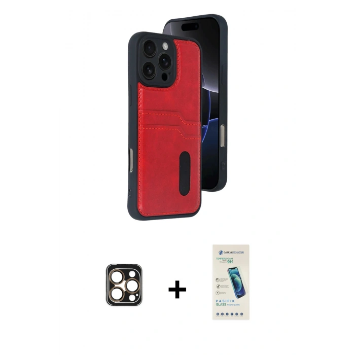 MARSİLYAN™- iPhone 16 Pro Max Kılıf Yörünge Işık Serisi - Şeffaf Pasifik Cam Ekran Koruyucu + PVD Metal Kamera Lens - GD