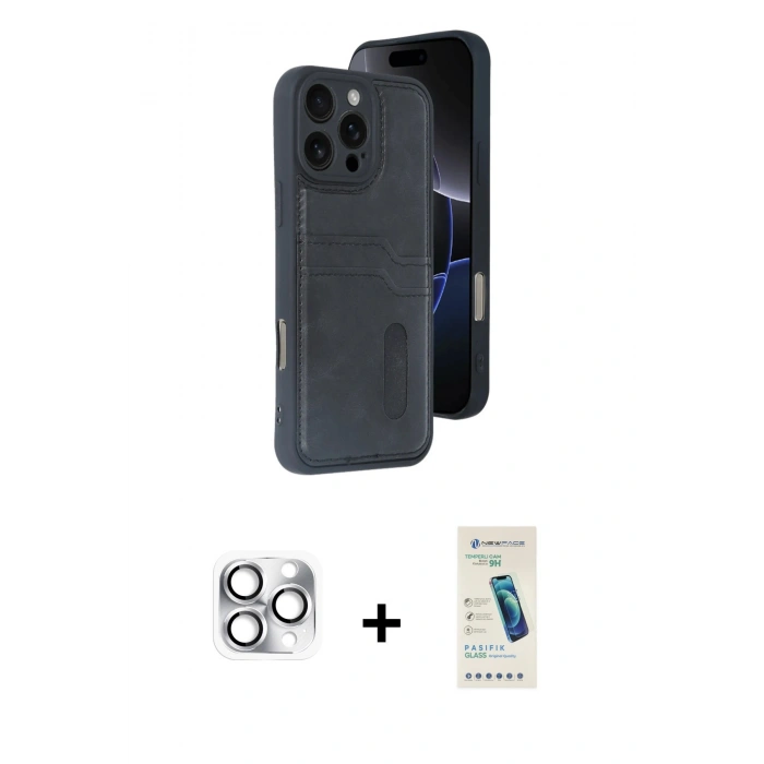 MARSİLYAN™- iPhone 16 Pro Max Kılıf Yörünge Işık Serisi - Şeffaf Pasifik Cam Ekran Koruyucu + Pers Alüminyum Kamera Lens - GS