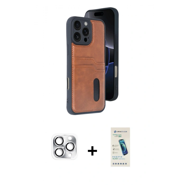 MARSİLYAN™- iPhone 16 Pro Max Kılıf Yörünge Işık Serisi - Şeffaf Pasifik Cam Ekran Koruyucu + Pers Alüminyum Kamera Lens - GS