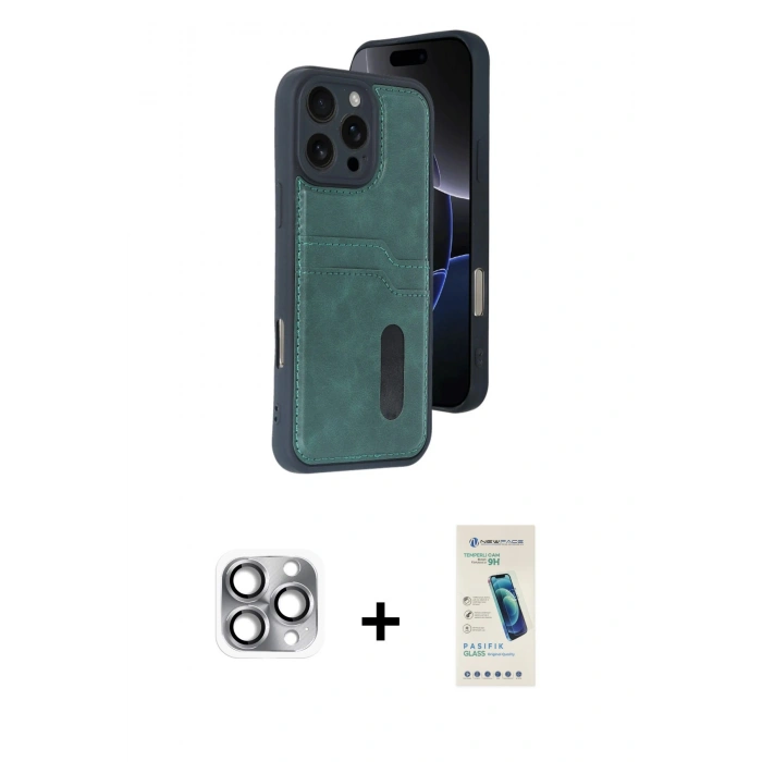 MARSİLYAN™- iPhone 16 Pro Max Kılıf Yörünge Işık Serisi - Şeffaf Pasifik Cam Ekran Koruyucu + Pers Alüminyum Kamera Lens - GI