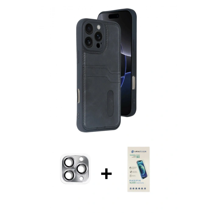 MARSİLYAN™- iPhone 16 Pro Max Kılıf Yörünge Işık Serisi - Şeffaf Pasifik Cam Ekran Koruyucu + Pers Alüminyum Kamera Lens - GI