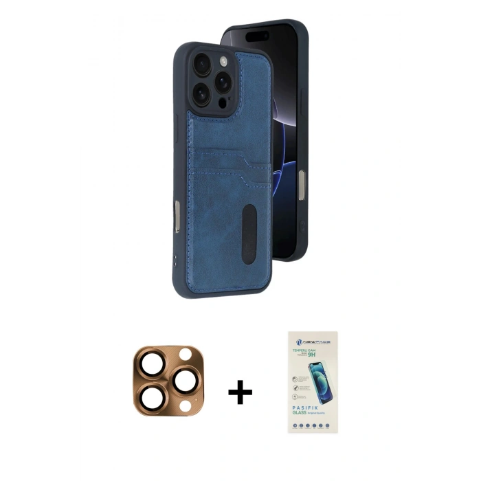 MARSİLYAN™- iPhone 16 Pro Max Kılıf Yörünge Işık Serisi - Şeffaf Pasifik Cam Ekran Koruyucu + Pers Alüminyum Kamera Lens - CLTM