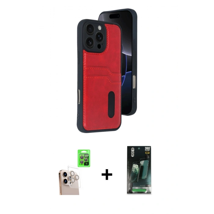 MARSİLYAN™- iPhone 16 Pro Max Kılıf Yörünge Işık Serisi - Siyah 360 Mat Full Body Arka Koruyucu + Raze Metal Kamera Lens - NLGY