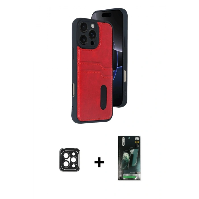 MARSİLYAN™- iPhone 16 Pro Max Kılıf Yörünge Işık Serisi - Siyah 360 Mat Full Body Arka Koruyucu + PVD Metal Kamera Lens - SH