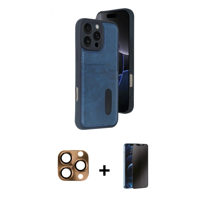 MARSİLYAN™- iPhone 16 Pro Max Kılıf Yörünge Işık Serisi - Siyah 3D Antistatik Hayalet Cam Ekran Koruyucu + Pers Alüminyum Kamera Lens - CLTM