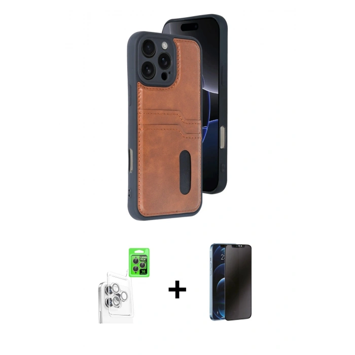 MARSİLYAN™- iPhone 16 Pro Max Kılıf Yörünge Işık Serisi - Siyah 3D Antistatik Hayalet Cam Ekran Koruyucu + Raze Metal Kamera Lens - BZ
