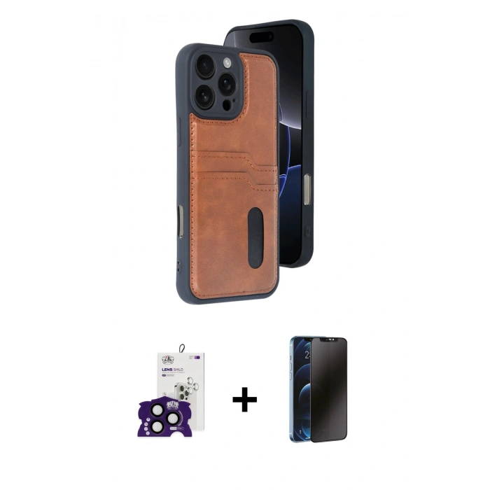MARSİLYAN™- iPhone 16 Pro Max Kılıf Yörünge Işık Serisi - Siyah 3D Antistatik Hayalet Cam Ekran Koruyucu + Bilvis Titan Kamera Lens - SH
