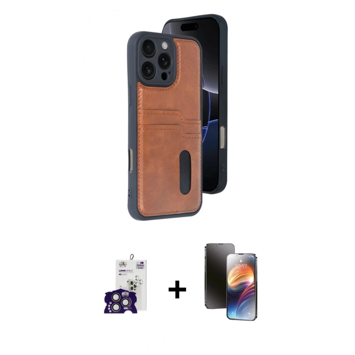 MARSİLYAN™- iPhone 16 Pro Max Kılıf Yörünge Işık Serisi - Siyah 3D Antistatik Mat Seramik Nano Ekran Koruyucu + Bilvis Titan Kamera Lens - TMGI