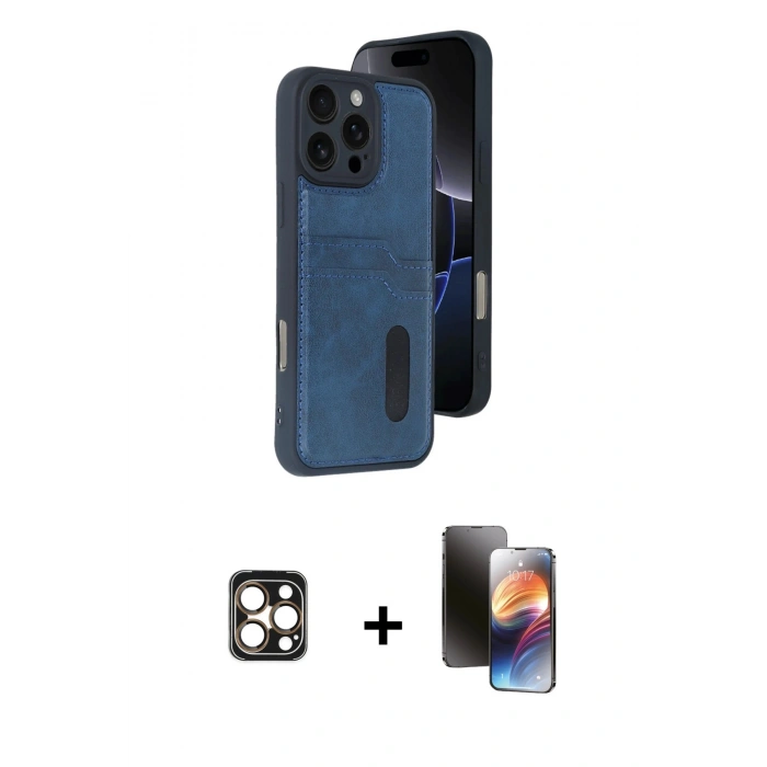 MARSİLYAN™- iPhone 16 Pro Max Kılıf Yörünge Işık Serisi - Siyah 3D Antistatik Mat Seramik Nano Ekran Koruyucu + PVD Metal Kamera Lens - GD