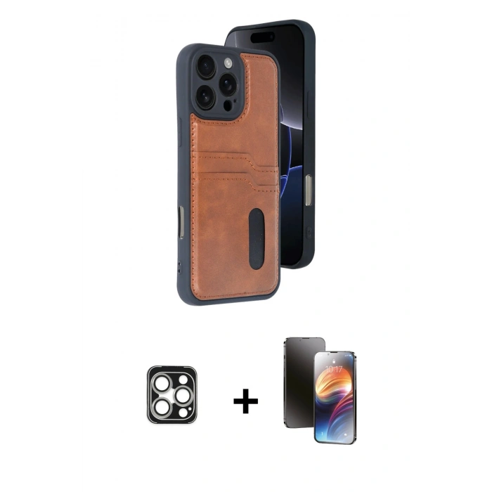 MARSİLYAN™- iPhone 16 Pro Max Kılıf Yörünge Işık Serisi - Siyah 3D Antistatik Mat Seramik Nano Ekran Koruyucu + PVD Metal Kamera Lens - GS