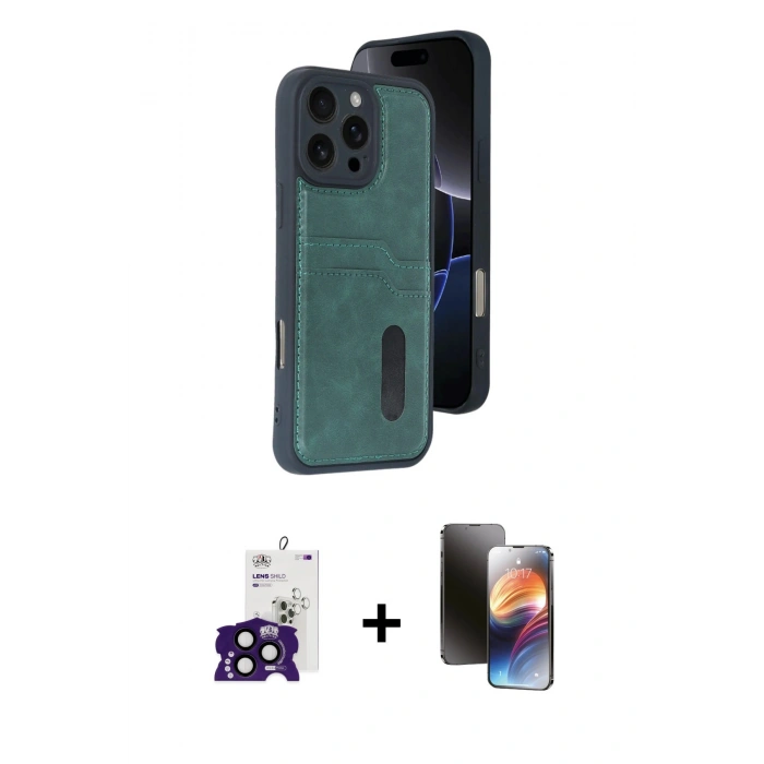 MARSİLYAN™- iPhone 16 Pro Max Kılıf Yörünge Işık Serisi - Siyah 3D Antistatik Mat Seramik Nano Ekran Koruyucu + Bilvis Titan Kamera Lens - SH