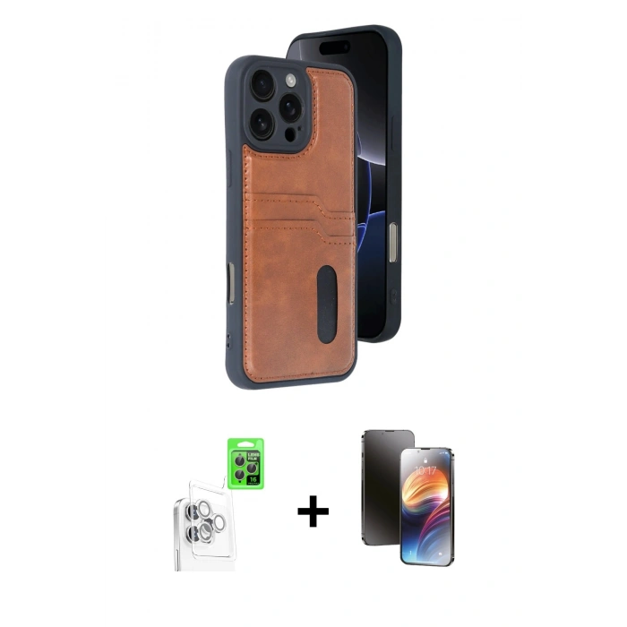 MARSİLYAN™- iPhone 16 Pro Max Kılıf Yörünge Işık Serisi - Siyah 3D Antistatik Mat Seramik Nano Ekran Koruyucu + Beyaz Raze Metal Kamera Lens