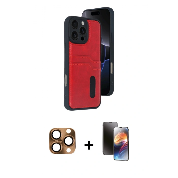 MARSİLYAN™- iPhone 16 Pro Max Kılıf Yörünge Işık Serisi - Siyah 3D Antistatik Mat Seramik Nano Ekran Koruyucu + Pers Alüminyum Kamera Lens - CLTM