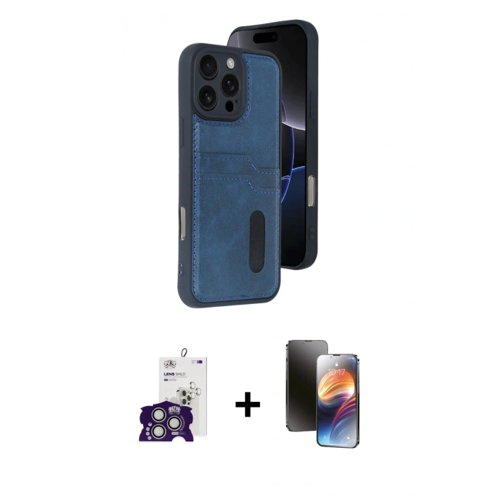 MARSİLYAN™- iPhone 16 Pro Max Kılıf Yörünge Işık Serisi - Siyah 3D Antistatik Mat Seramik Nano Ekran Koruyucu + Gümüş Bilvis Titan Kamera Lens