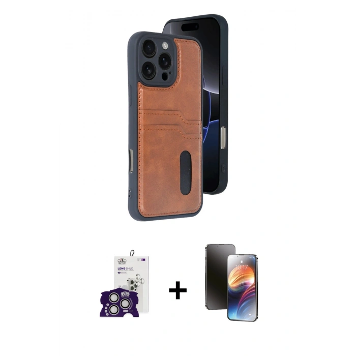 MARSİLYAN™- iPhone 16 Pro Max Kılıf Yörünge Işık Serisi - Siyah 3D Antistatik Mat Seramik Nano Ekran Koruyucu + Gümüş Bilvis Titan Kamera Lens