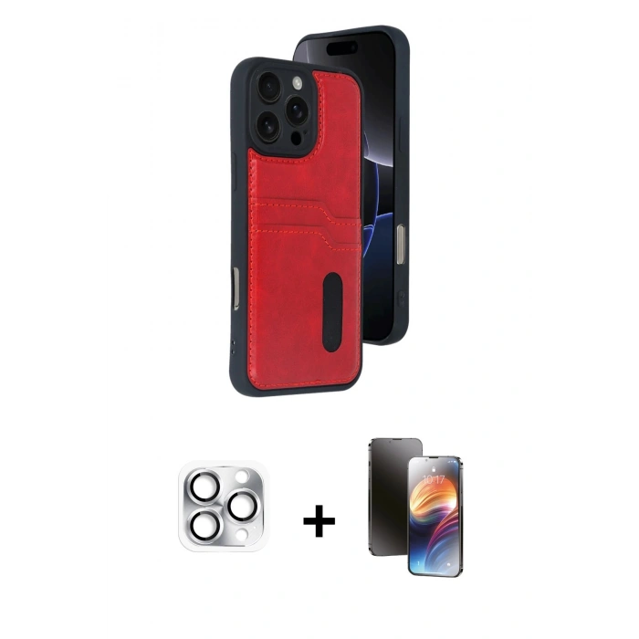 MARSİLYAN™- iPhone 16 Pro Max Kılıf Yörünge Işık Serisi - Siyah 3D Antistatik Mat Seramik Nano Ekran Koruyucu + Pers Alüminyum Kamera Lens - GS