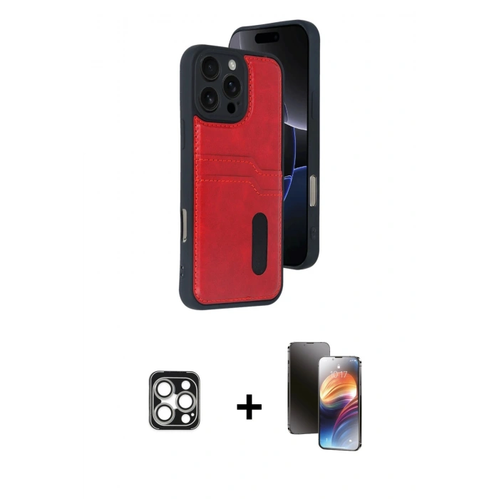 MARSİLYAN™- iPhone 16 Pro Max Kılıf Yörünge Işık Serisi - Siyah 3D Antistatik Mat Seramik Nano Ekran Koruyucu + PVD Metal Kamera Lens - GS
