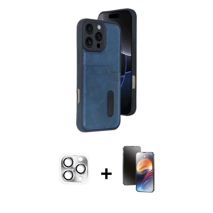 MARSİLYAN™- iPhone 16 Pro Max Kılıf Yörünge Işık Serisi - Siyah 3D Antistatik Mat Seramik Nano Ekran Koruyucu + Pers Alüminyum Kamera Lens - GS