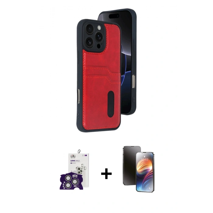 MARSİLYAN™- iPhone 16 Pro Max Kılıf Yörünge Işık Serisi - Siyah 3D Antistatik Mat Seramik Nano Ekran Koruyucu + Gümüş Bilvis Titan Kamera Lens