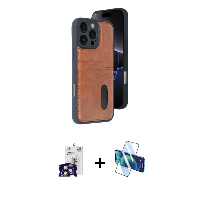 MARSİLYAN™- iPhone 16 Pro Max Kılıf Yörünge Işık Serisi - Siyah 3D Antistatik Seramik Nano Ekran Koruyucu + Bilvis Titan Kamera Lens - TMGI