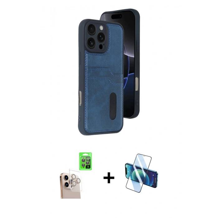 MARSİLYAN™- iPhone 16 Pro Max Kılıf Yörünge Işık Serisi - Siyah 3D Antistatik Seramik Nano Ekran Koruyucu + Raze Metal Kamera Lens - NLGY