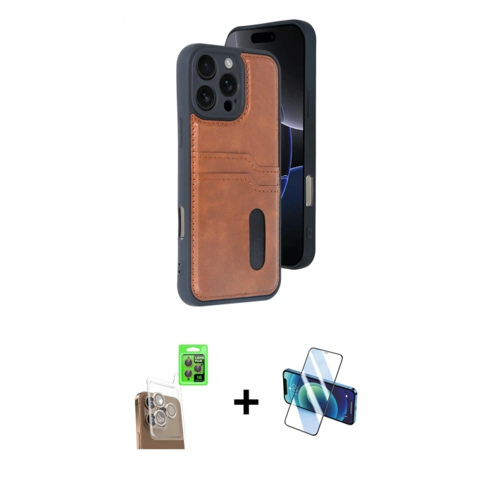MARSİLYAN™- iPhone 16 Pro Max Kılıf Yörünge Işık Serisi - Siyah 3D Antistatik Seramik Nano Ekran Koruyucu + Raze Metal Kamera Lens - CLTM