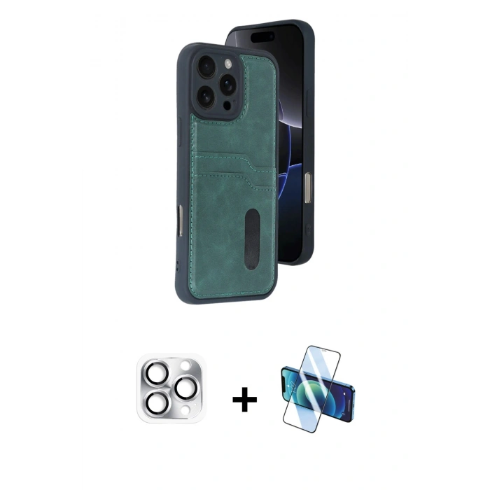 MARSİLYAN™- iPhone 16 Pro Max Kılıf Yörünge Işık Serisi - Siyah 3D Antistatik Seramik Nano Ekran Koruyucu + Pers Alüminyum Kamera Lens - GS