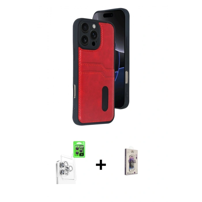 MARSİLYAN™- iPhone 16 Pro Max Kılıf Yörünge Işık Serisi - Siyah Bilvis 3D Cam Ekran Koruyucu + Raze Metal Kamera Lens - BZ