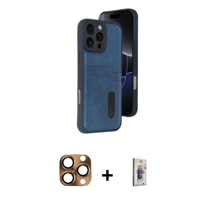 MARSİLYAN™- iPhone 16 Pro Max Kılıf Yörünge Işık Serisi - Siyah Bilvis 3D Cam Ekran Koruyucu + Pers Alüminyum Kamera Lens - CLTM