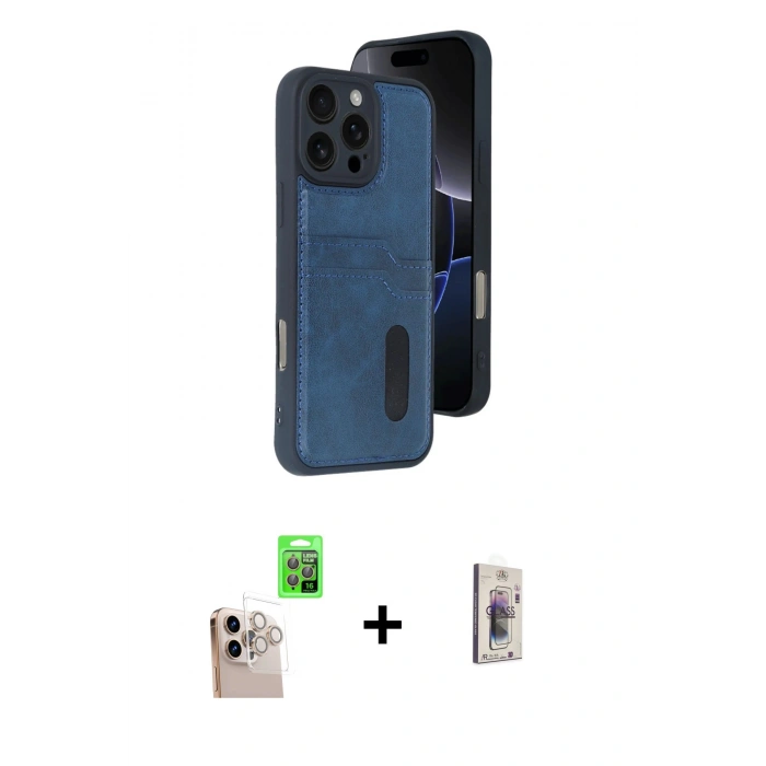 MARSİLYAN™- iPhone 16 Pro Max Kılıf Yörünge Işık Serisi - Siyah Bilvis 3D Cam Ekran Koruyucu + Raze Metal Kamera Lens - NLGY