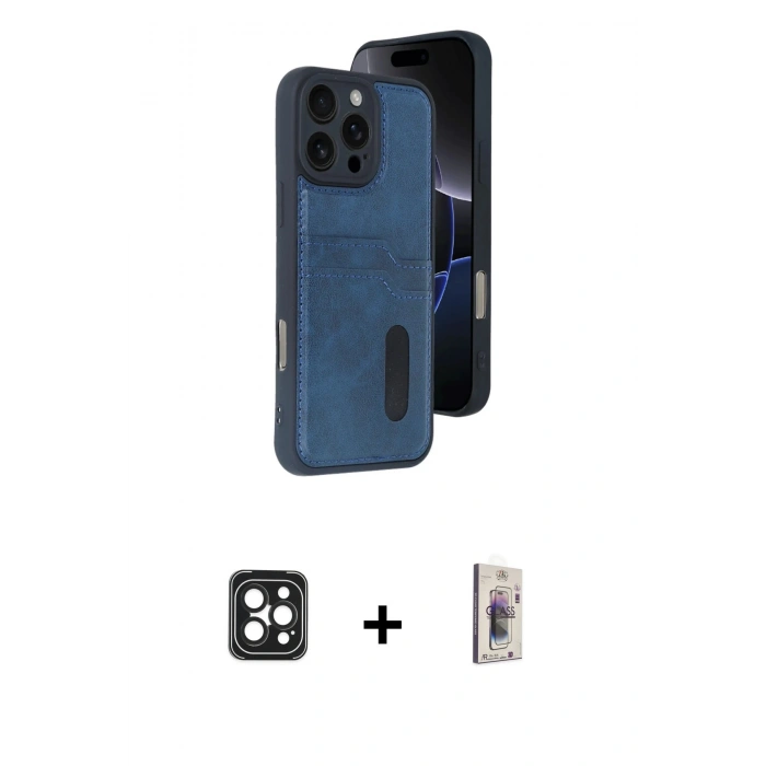 MARSİLYAN™- iPhone 16 Pro Max Kılıf Yörünge Işık Serisi - Siyah Bilvis 3D Cam Ekran Koruyucu + PVD Metal Kamera Lens - SH