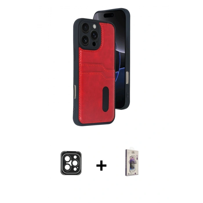 MARSİLYAN™- iPhone 16 Pro Max Kılıf Yörünge Işık Serisi - Siyah Bilvis 3D Cam Ekran Koruyucu + PVD Metal Kamera Lens - SH