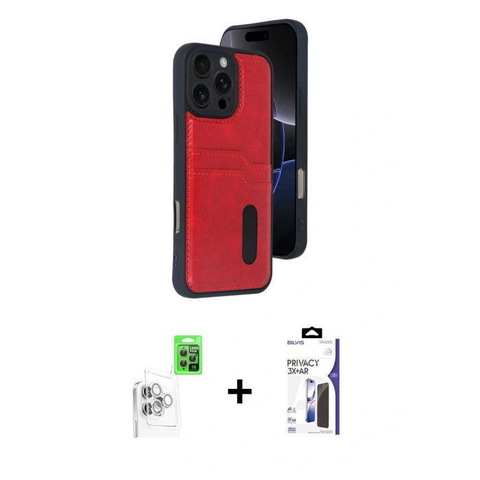 MARSİLYAN™- iPhone 16 Pro Max Kılıf Yörünge Işık Serisi - Siyah Bilvis 3X AR Hayalet Cam Ekran Koruyucu + Raze Metal Kamera Lens - BZ