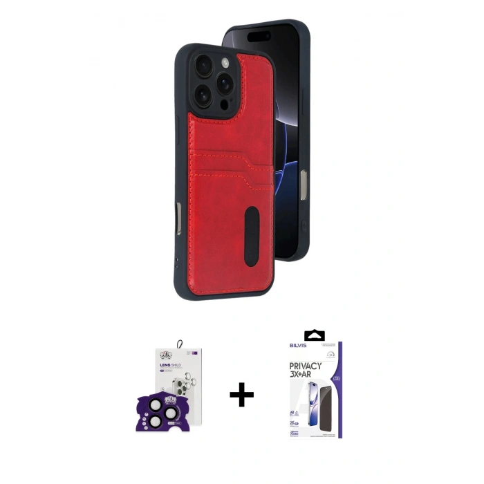 MARSİLYAN™- iPhone 16 Pro Max Kılıf Yörünge Işık Serisi - Siyah Bilvis 3X AR Hayalet Cam Ekran Koruyucu + Bilvis Titan Kamera Lens - SH