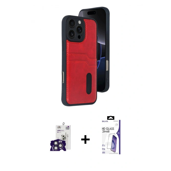 MARSİLYAN™- iPhone 16 Pro Max Kılıf Yörünge Işık Serisi - Siyah Bilvis 3X AR HD Cam Ekran Koruyucu + Bilvis Titan Kamera Lens - TMGI