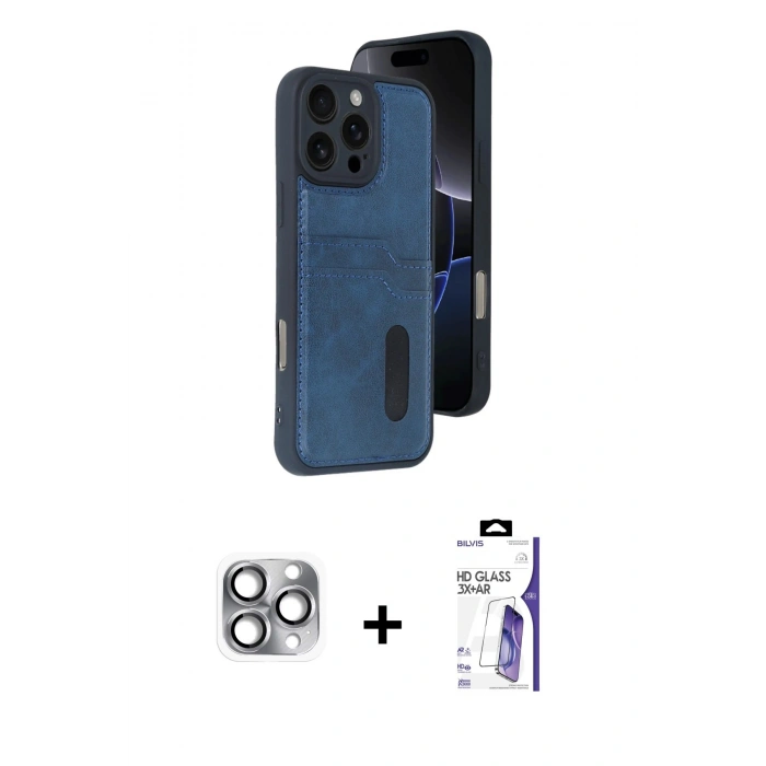 MARSİLYAN™- iPhone 16 Pro Max Kılıf Yörünge Işık Serisi - Siyah Bilvis 3X AR HD Cam Ekran Koruyucu + Pers Alüminyum Kamera Lens - GI