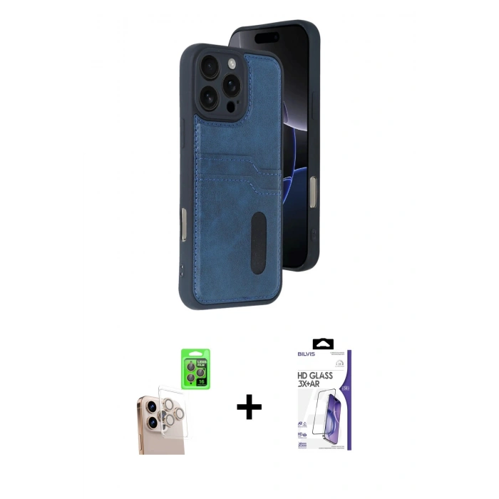 MARSİLYAN™- iPhone 16 Pro Max Kılıf Yörünge Işık Serisi - Siyah Bilvis 3X AR HD Cam Ekran Koruyucu + Raze Metal Kamera Lens - NLGY