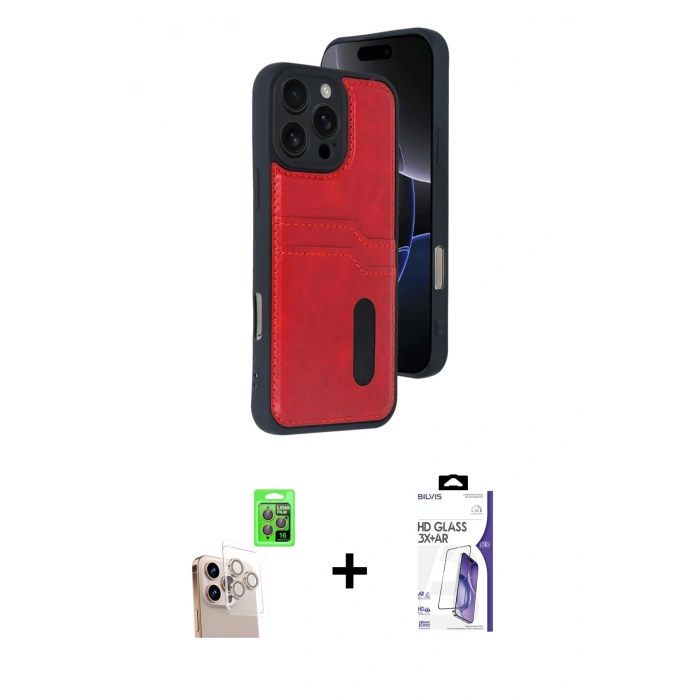 MARSİLYAN™- iPhone 16 Pro Max Kılıf Yörünge Işık Serisi - Siyah Bilvis 3X AR HD Cam Ekran Koruyucu + Raze Metal Kamera Lens - NLGY