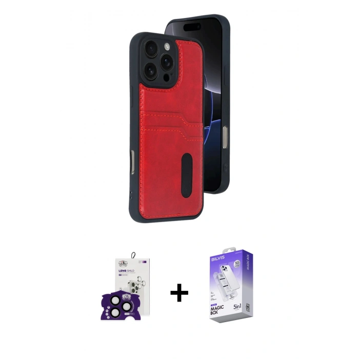 MARSİLYAN™- iPhone 16 Pro Max Kılıf Yörünge Işık Serisi - Siyah Bilvis 5in1 3D Magic Cam Ekran Koruyucu + Bilvis Titan Kamera Lens - SH