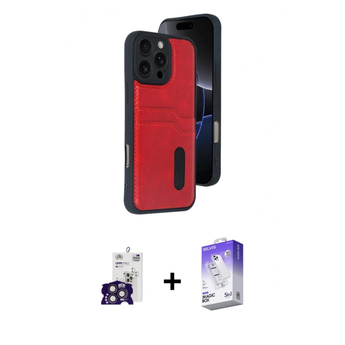 MARSİLYAN™- iPhone 16 Pro Max Kılıf Yörünge Işık Serisi - Siyah Bilvis 5in1 3D Magic Cam Ekran Koruyucu + Bilvis Titan Kamera Lens - TMGI