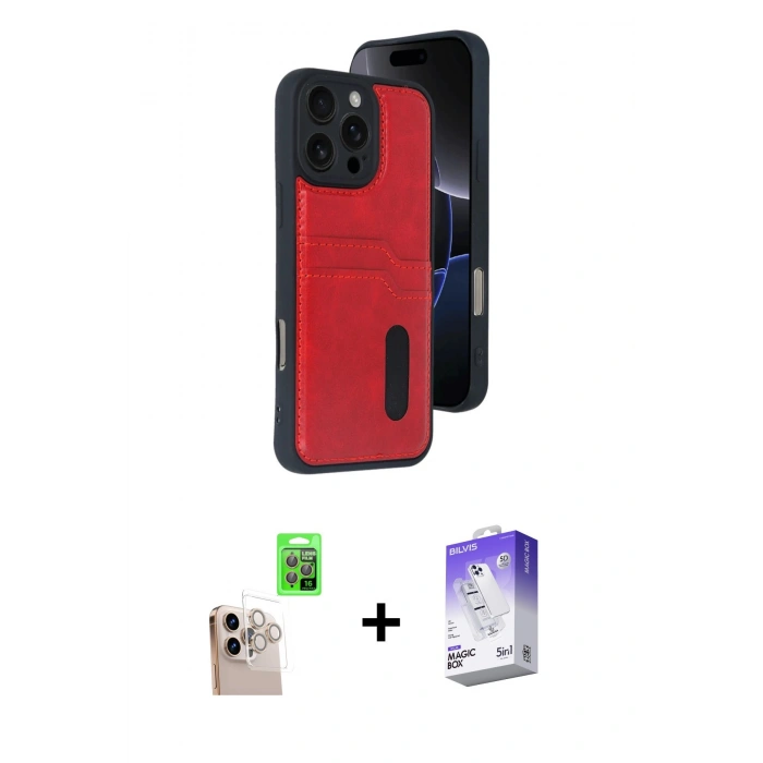 MARSİLYAN™- iPhone 16 Pro Max Kılıf Yörünge Işık Serisi - Siyah Bilvis 5in1 3D Magic Cam Ekran Koruyucu + Raze Metal Kamera Lens - NLGY