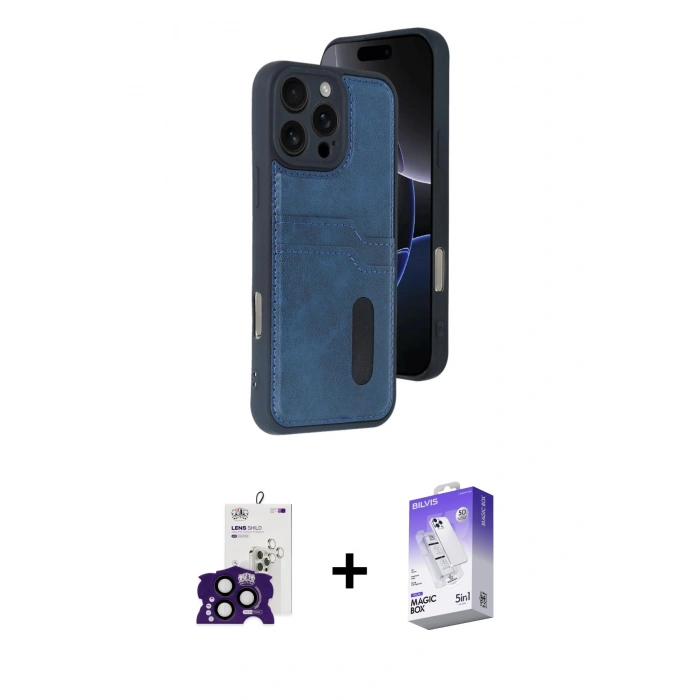 MARSİLYAN™- iPhone 16 Pro Max Kılıf Yörünge Işık Serisi - Siyah Bilvis 5in1 3D Magic Cam Ekran Koruyucu + Bilvis Titan Kamera Lens - SH
