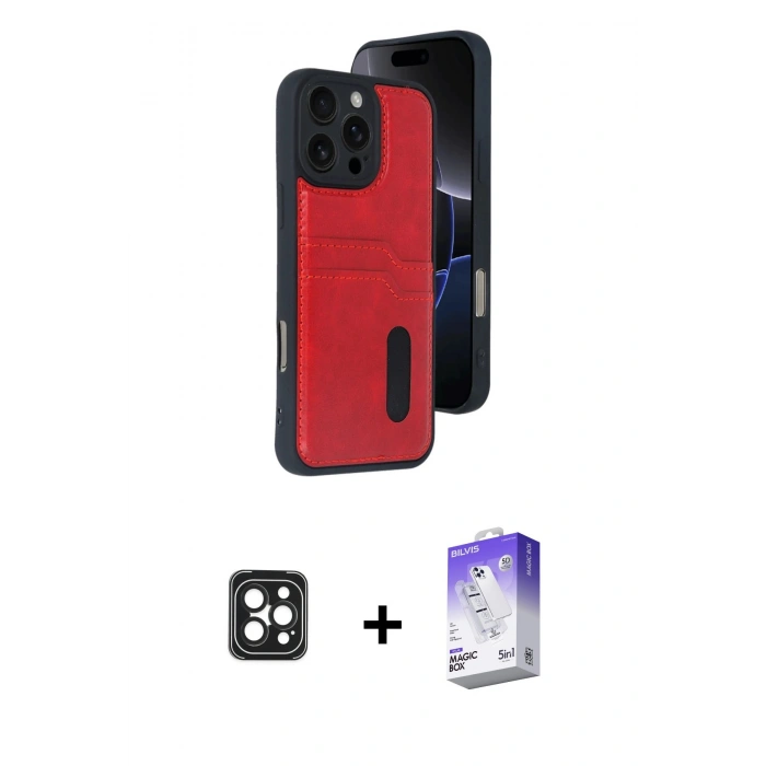 MARSİLYAN™- iPhone 16 Pro Max Kılıf Yörünge Işık Serisi - Siyah Bilvis 5in1 3D Magic Cam Ekran Koruyucu + PVD Metal Kamera Lens - SH