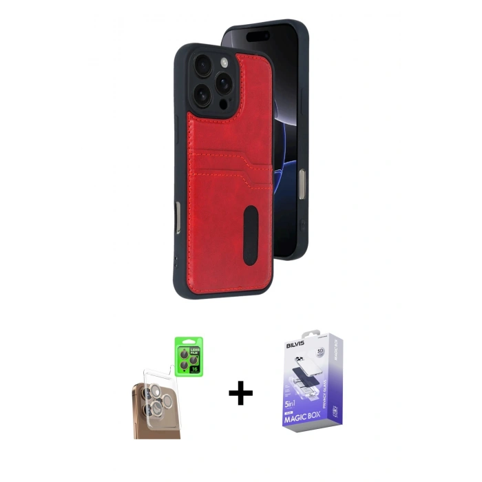 MARSİLYAN™- iPhone 16 Pro Max Kılıf Yörünge Işık Serisi - Siyah Bilvis 5in1 5D Magic Hayalet Cam Ekran Koruyucu + Raze Metal Kamera Lens - CLTM