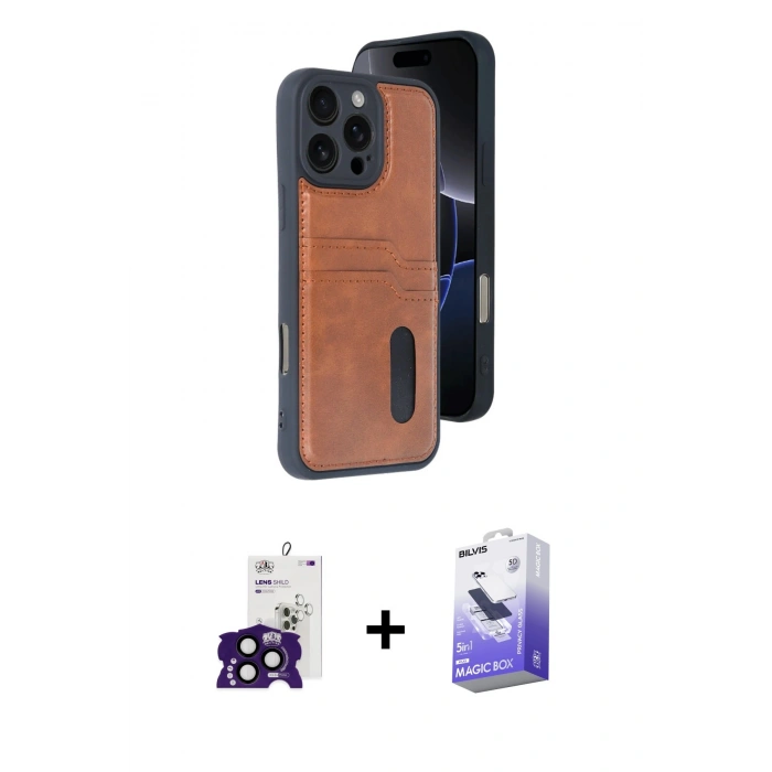 MARSİLYAN™- iPhone 16 Pro Max Kılıf Yörünge Işık Serisi - Siyah Bilvis 5in1 5D Magic Hayalet Cam Ekran Koruyucu + Bilvis Titan Kamera Lens - SH